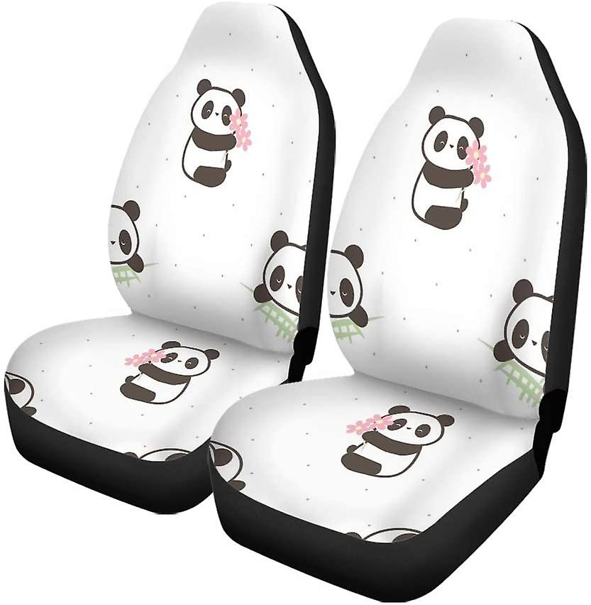 Set Of 2 Car Seat Covers Panda Universal Auto Front Seats Protector Fits For Car，suv Sedan，truck D---46379