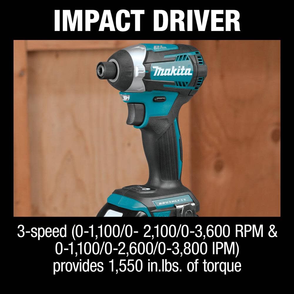 Makita 18V LXT Lithium Ion Brushless Cordless Combo Kit 4pc XT453T from Makita