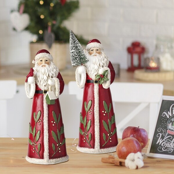 10 Resin Santa With Cardinal Set of 2