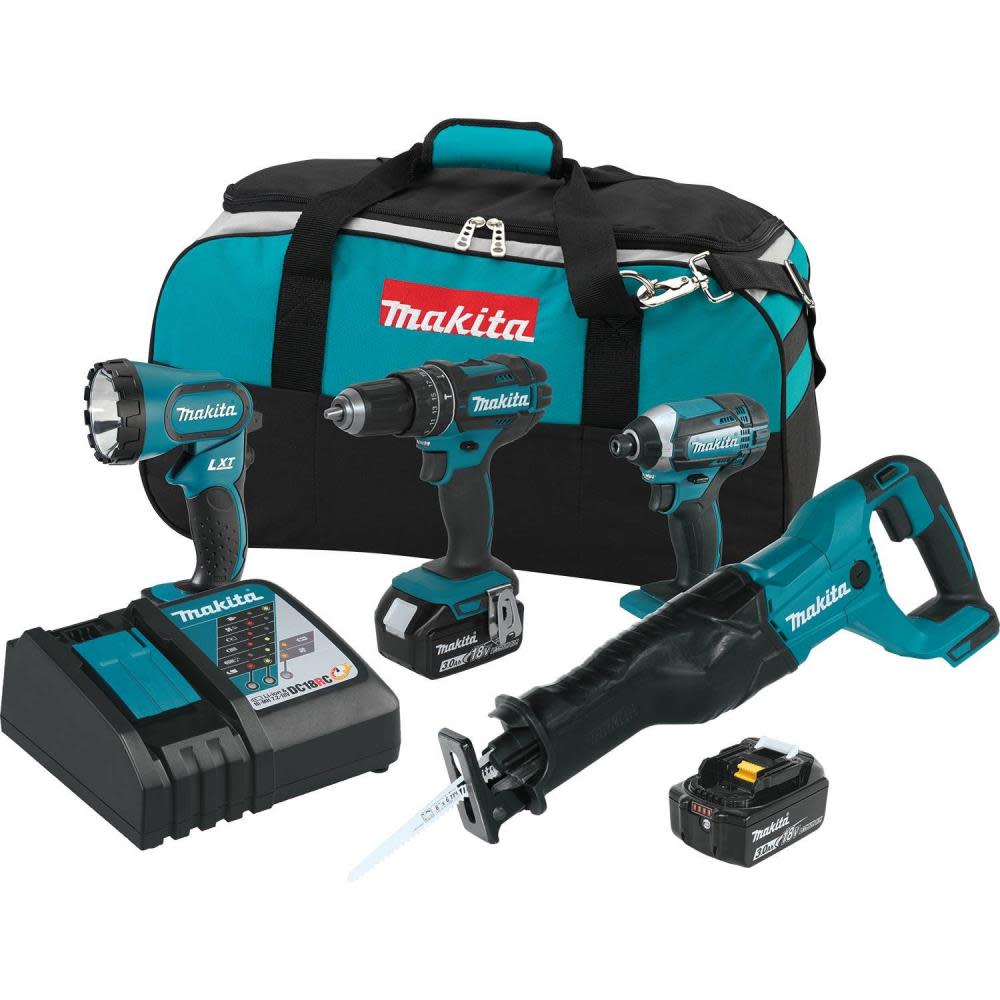 Makita 18V LXT Lithium-Ion Cordless 4-Pc. Combo Kit (3.0Ah) XT440 from Makita