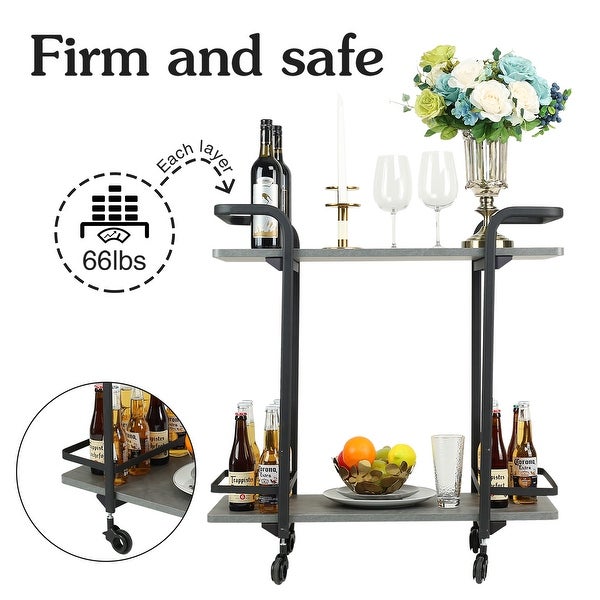 2 Tier bar cart With black wheels