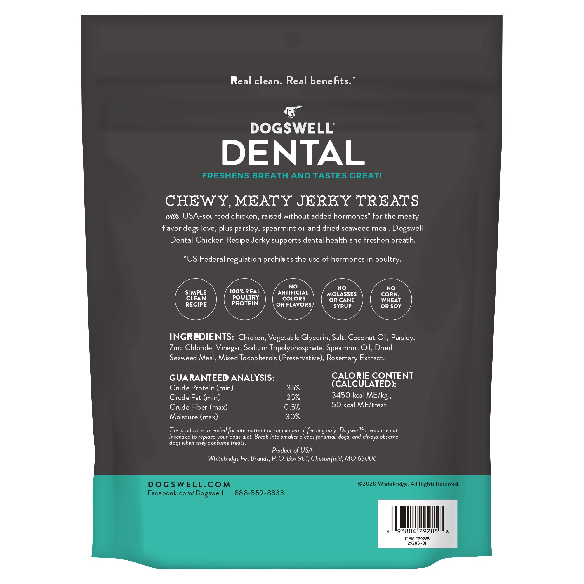 Dogswell Chicken Recipe Jerky Dental Dog Treats， 24 oz.