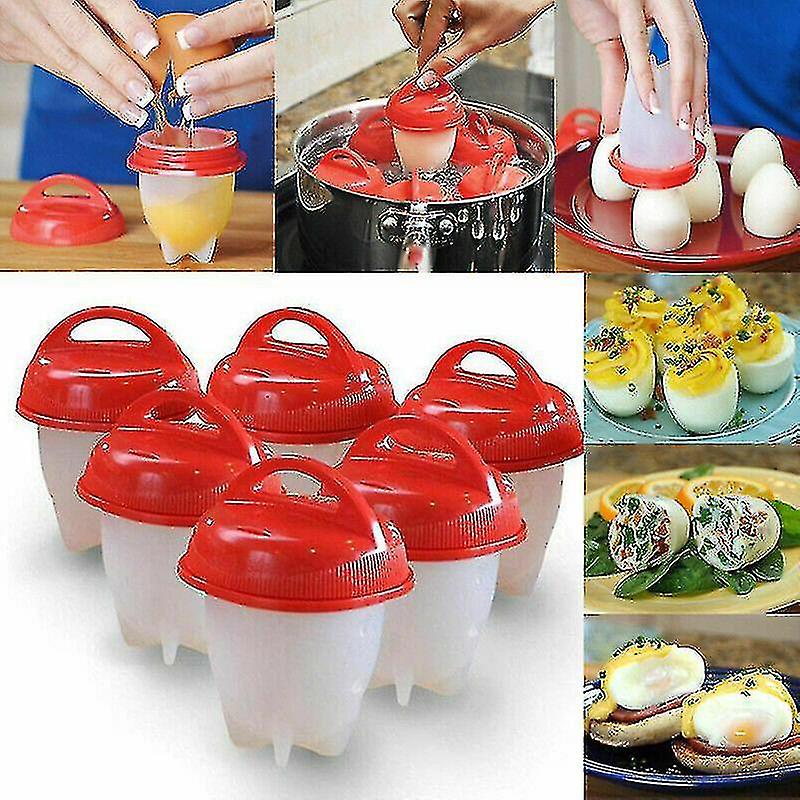 6pcs Without Silicone Cups Egg Hard Boiled Steamer Shell Poacher Boiler Cooker