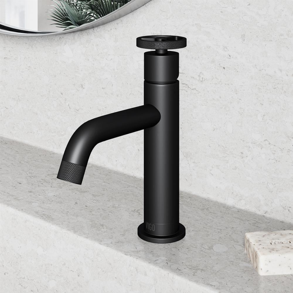 VIGO Cass Single Handle SingleHole Bathroom Faucet in Matte Black