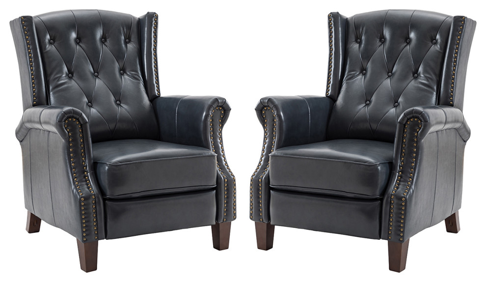 Genuine Leather Manual Recliner  Set of 2   Transitional   Recliner Chairs   by Karat Home  Houzz