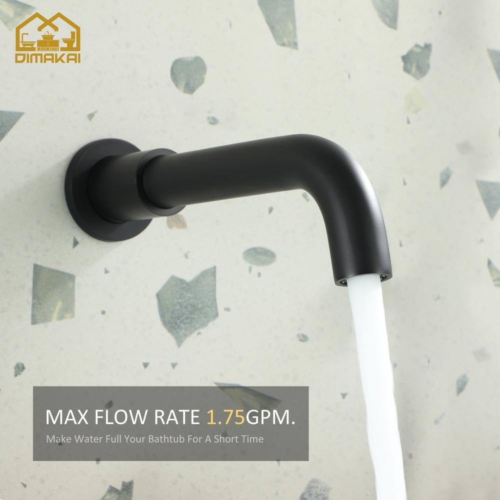 Hlihome 2-Spray Patterns Single-Handle Wall Mount Roman Tub Faucet with Handheld Shower in Black Valve Included RBDK-8050-MB