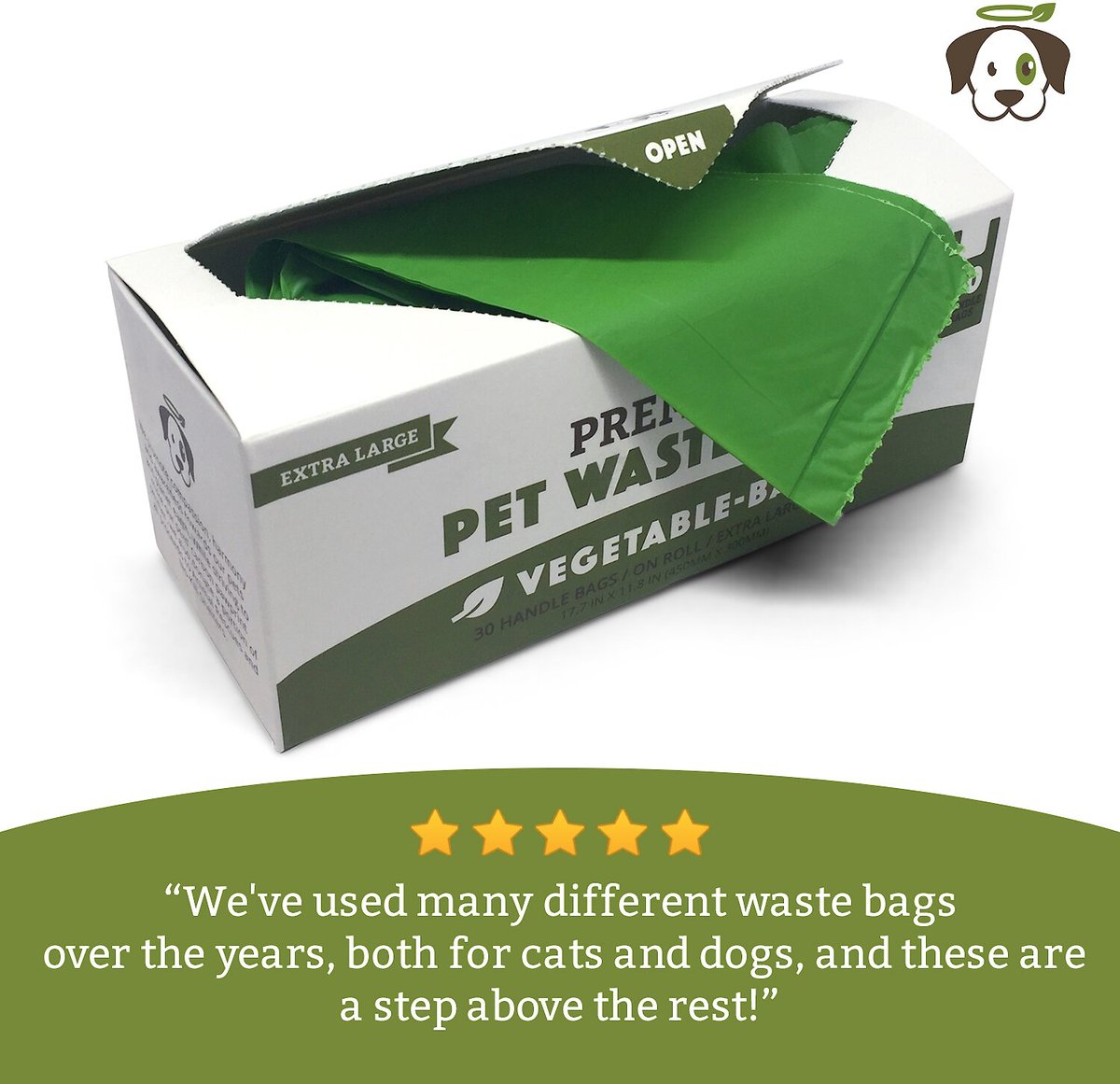 Doggy Do Good Certified Compostable XL Premium Dog and Cat Waste Bags - Handle Bags On A Roll