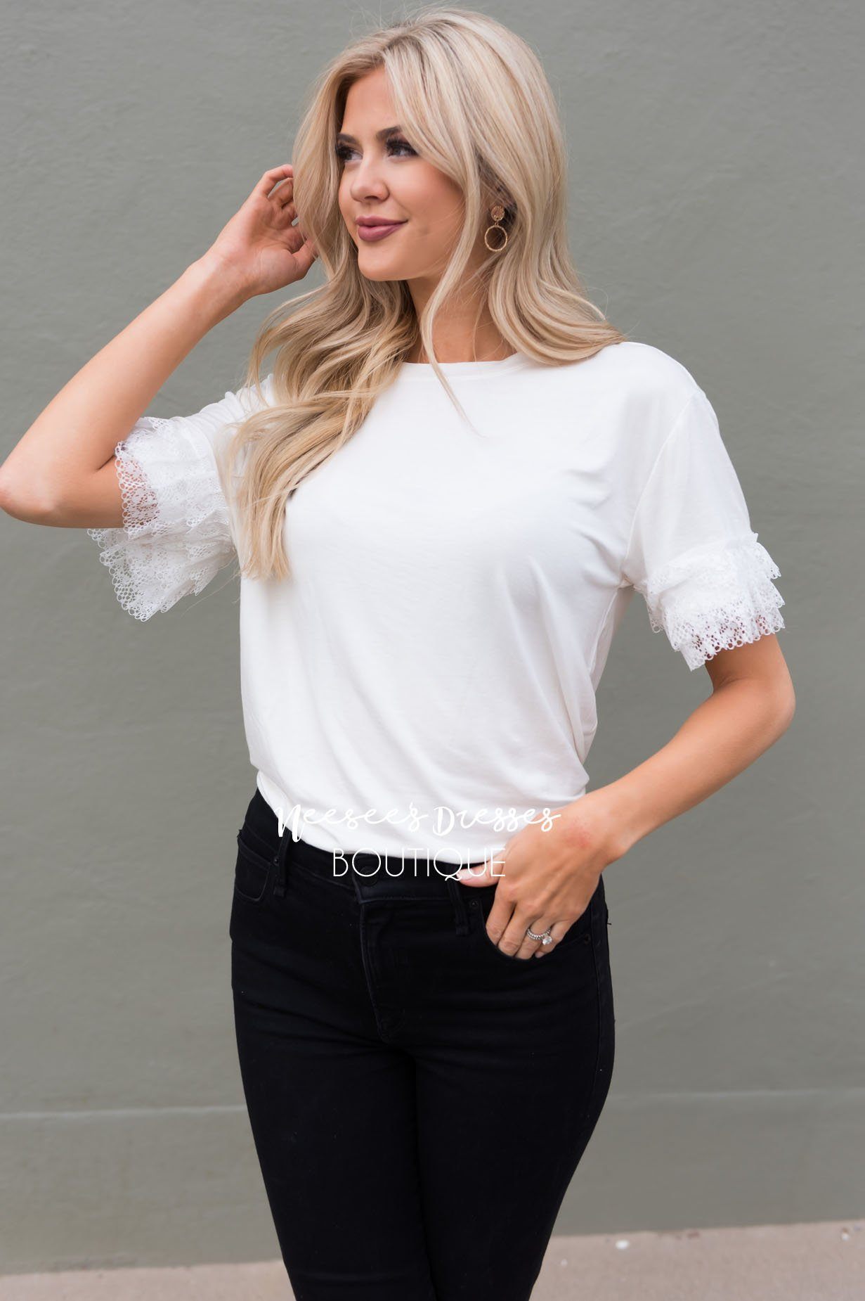 Faint of Heart Lace Sleeve Top