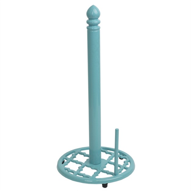 Home Basics Lattice Collection Cast Iron Paper Towel Holder Turquoise
