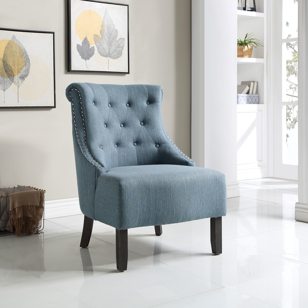 Evelyn Tufted Chair with Grey Wash Legs