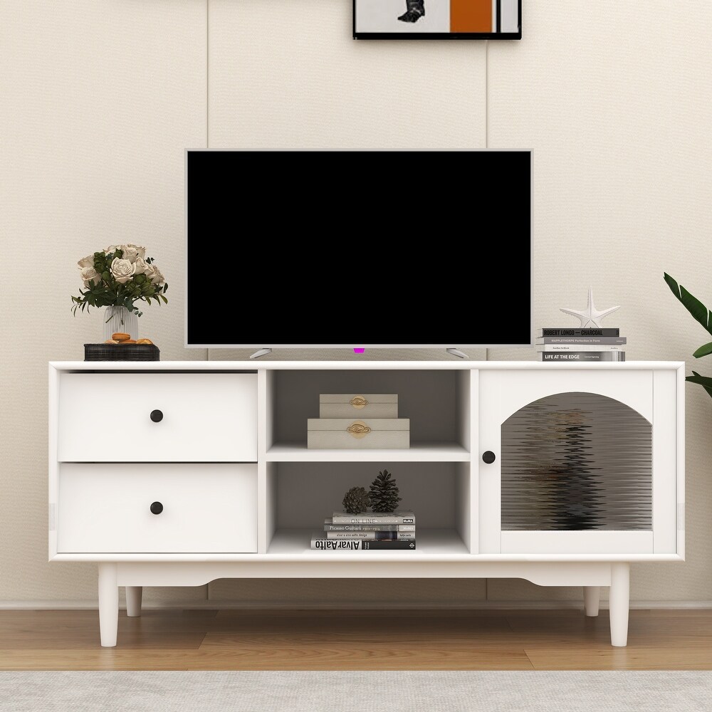 White Wood TV Stand for TVs up to 55\