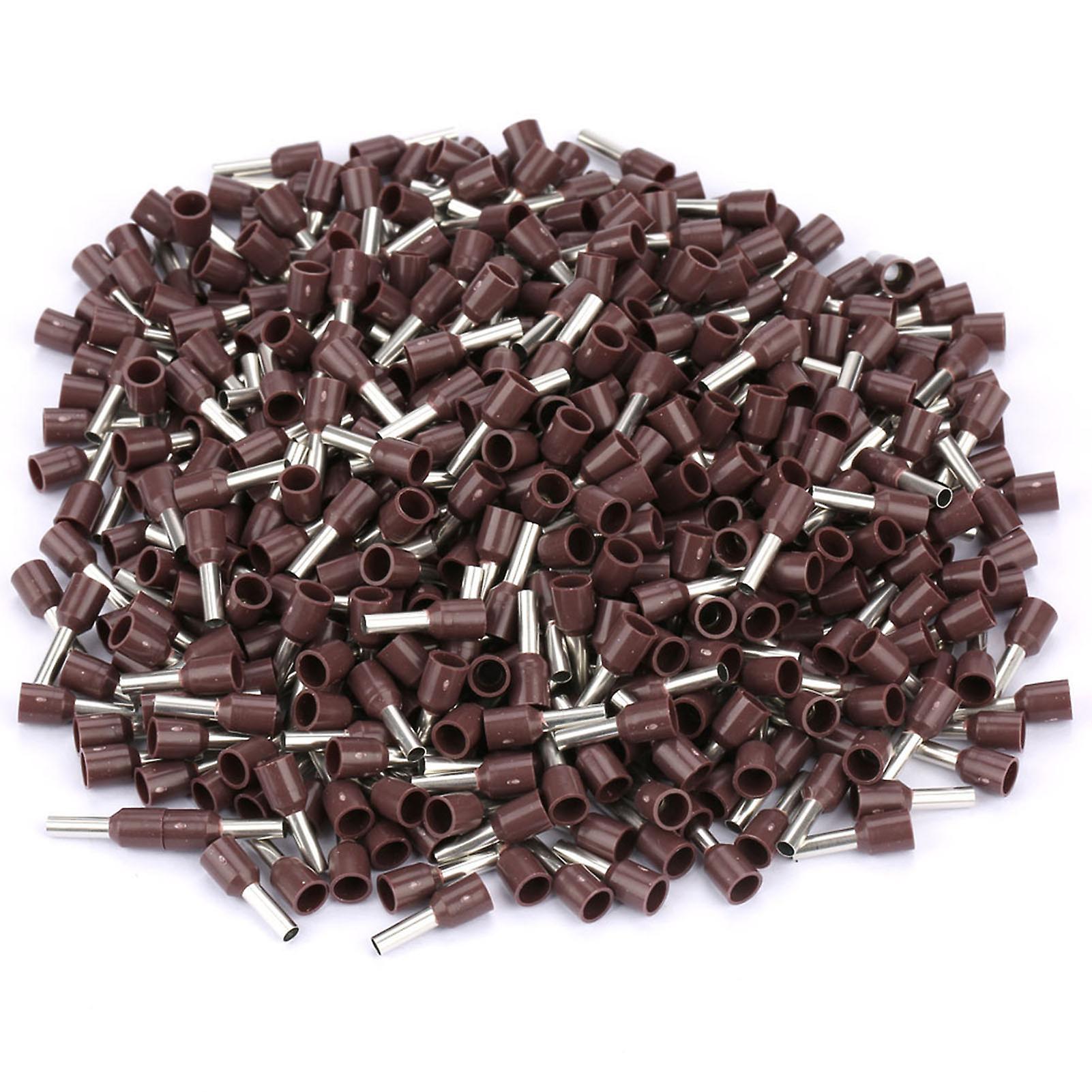 500pcs/set E2508 Cold Pressed Terminal Tubes Insulated Terminals Cable Connector(brown)