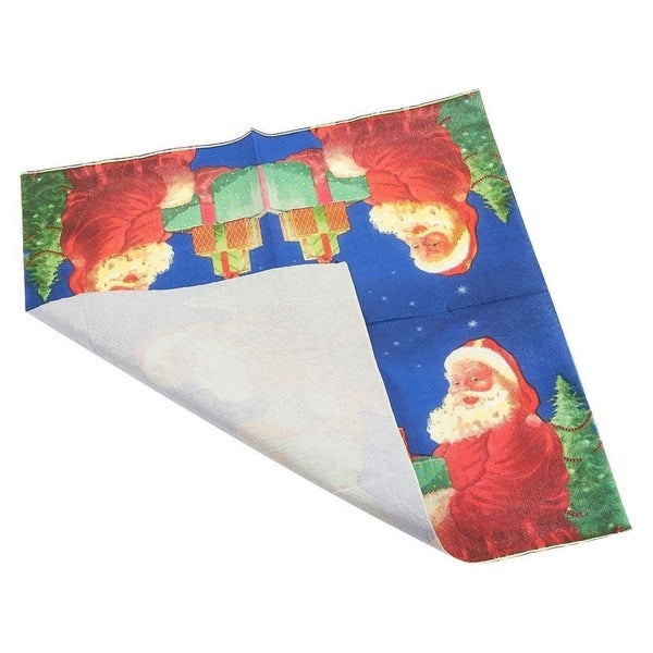 100PC Christmas Themed Disposable Paper Party Napkins Festive Santa Claus Print