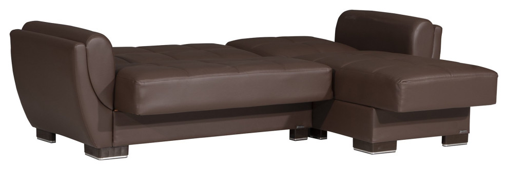 L Shaped Sleeper Sofa  Curved Padded Arms   Contemporary   Sleeper Sofas   by Decorn  Houzz