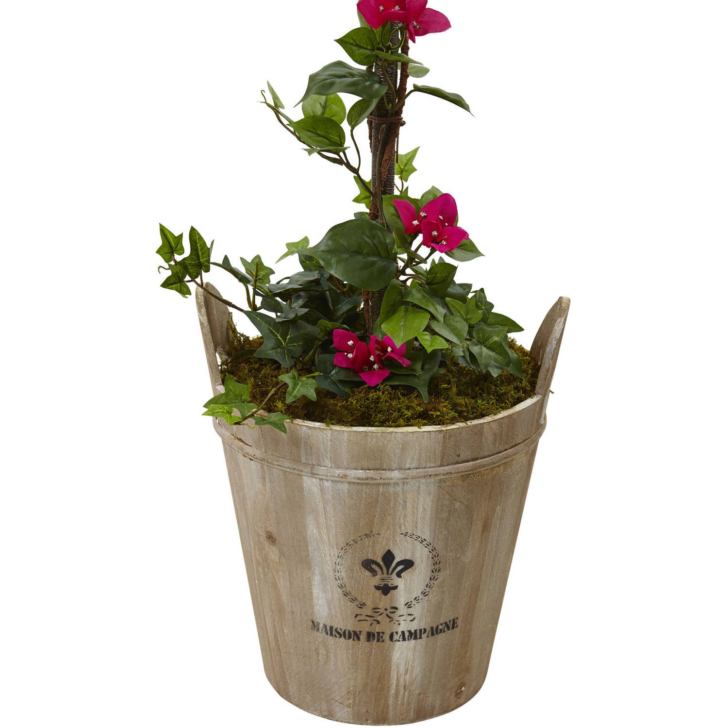 Nearly Natural Bougainvillea Tree with European Barrel Planter