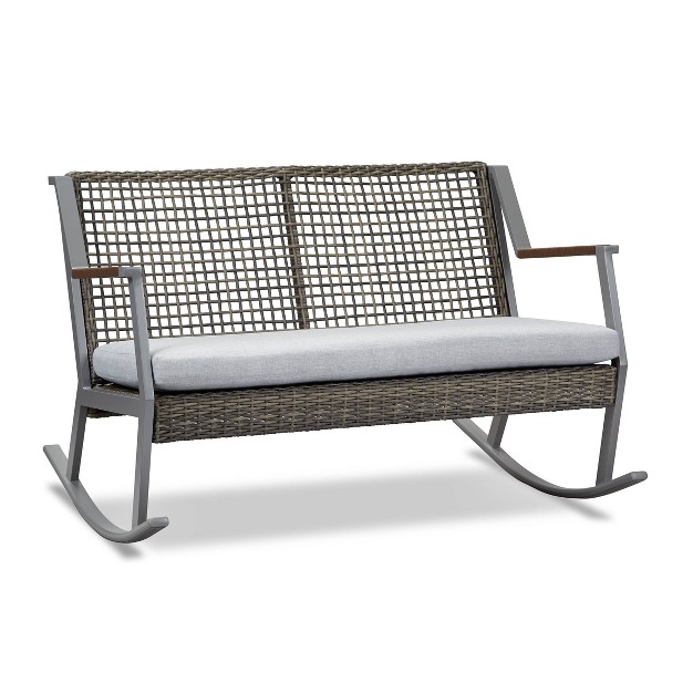 Calvin Two Seat Rocker Gray Real Flame