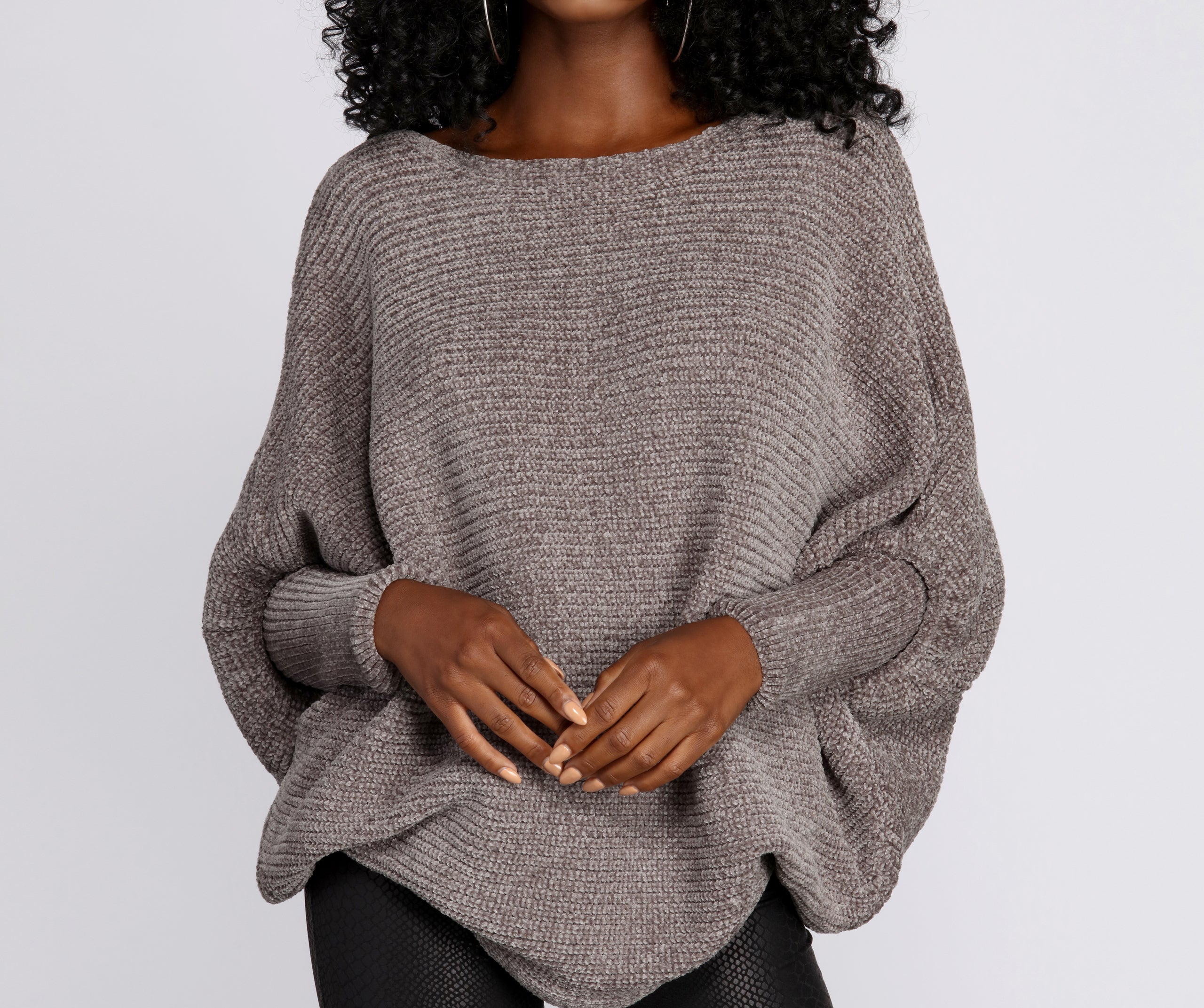 Boat Neck Chenille Pullover Sweater