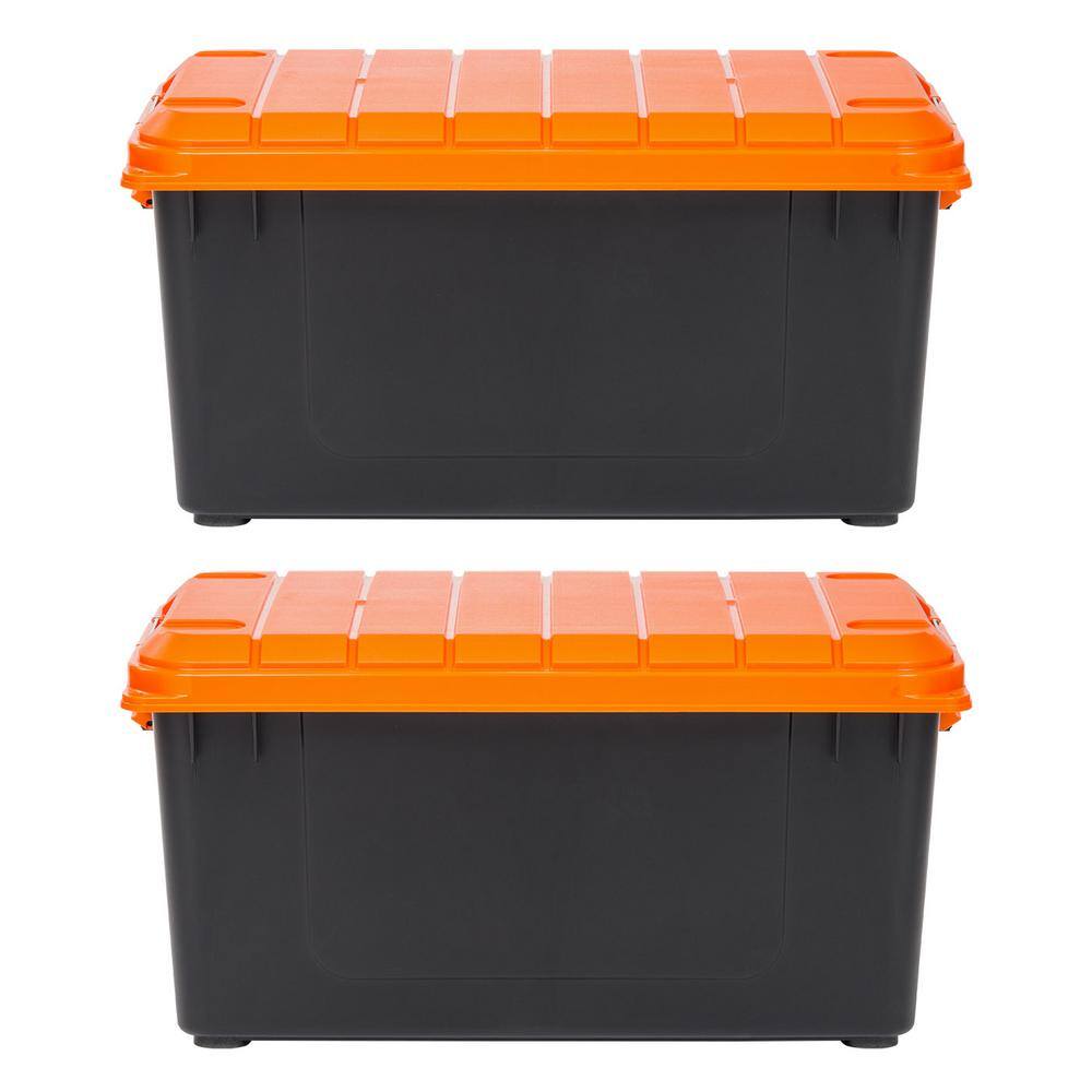 IRIS 76 Qt. Heavy Duty Plastic Storage Box in Black (2-Pack) 585026