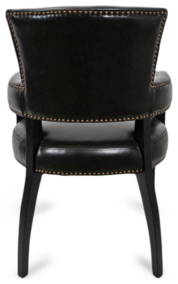 Black Leather and Nailhead Arm Dining Chair   Transitional   Dining Chairs   by Design Mix Furniture  Houzz