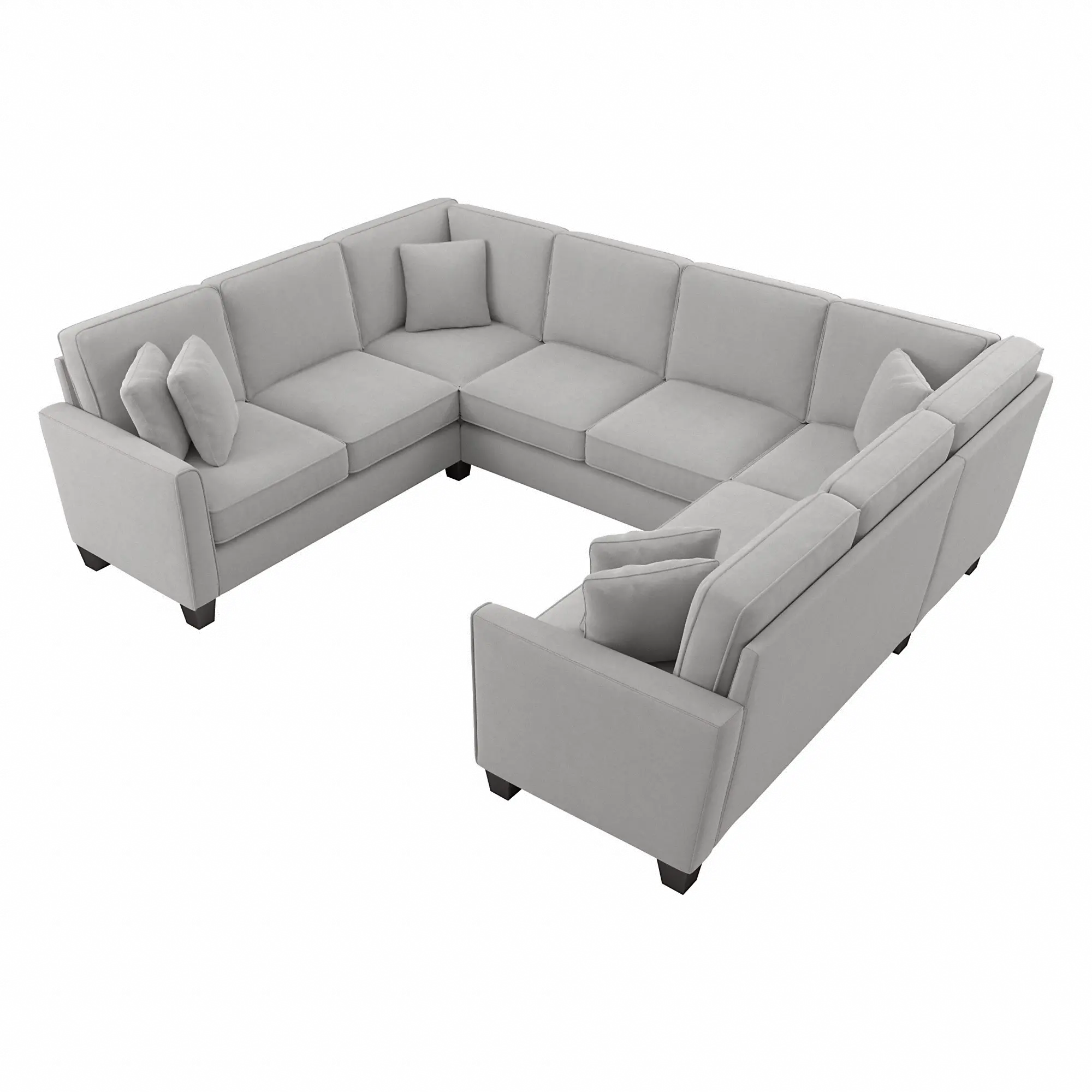 Flare Light Gray Microsuede U Shaped Sectional - Bush Furniture