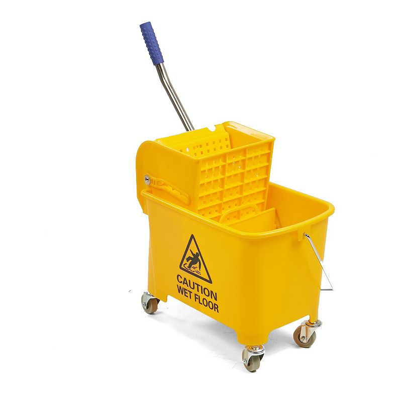 Mind Reader Mobile Heavy Duty Mop Bucket with Down Press Wringer - 22-qt.