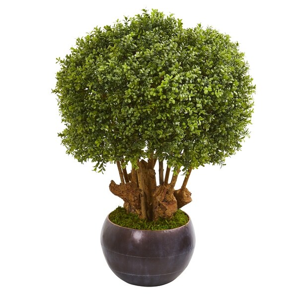 38 Boxwood Artificial Topiary Tree in Decorative Bowl (Indoor/Outdoor)