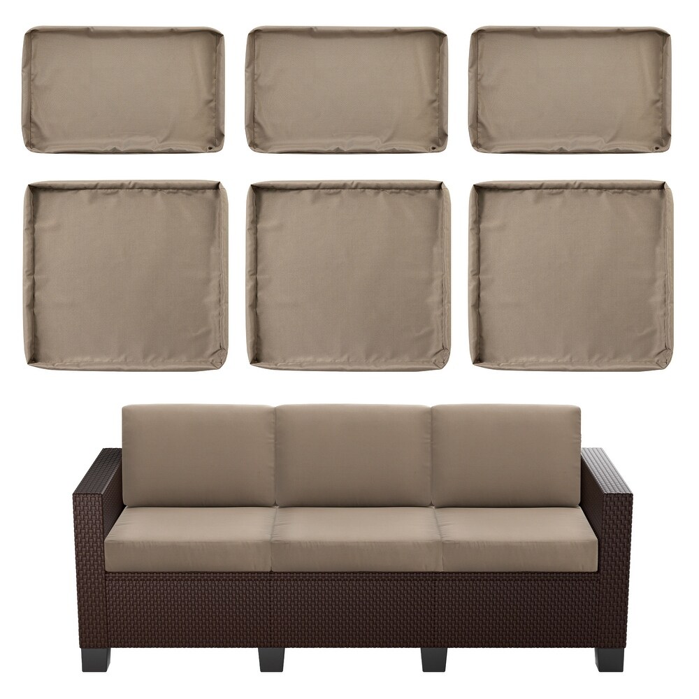 6 Pcs Outdoor Cushion Covers 23x25x4 Patio Cushions Covers Replacement Waterproof with Zipper   Covers Only