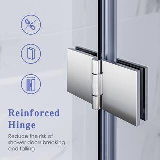 TOOLKISS 32 to 33-38 in. W x 72 in. H Bi-Fold Frameless Shower Doors in Chrome with Clear Glass BFH32CH