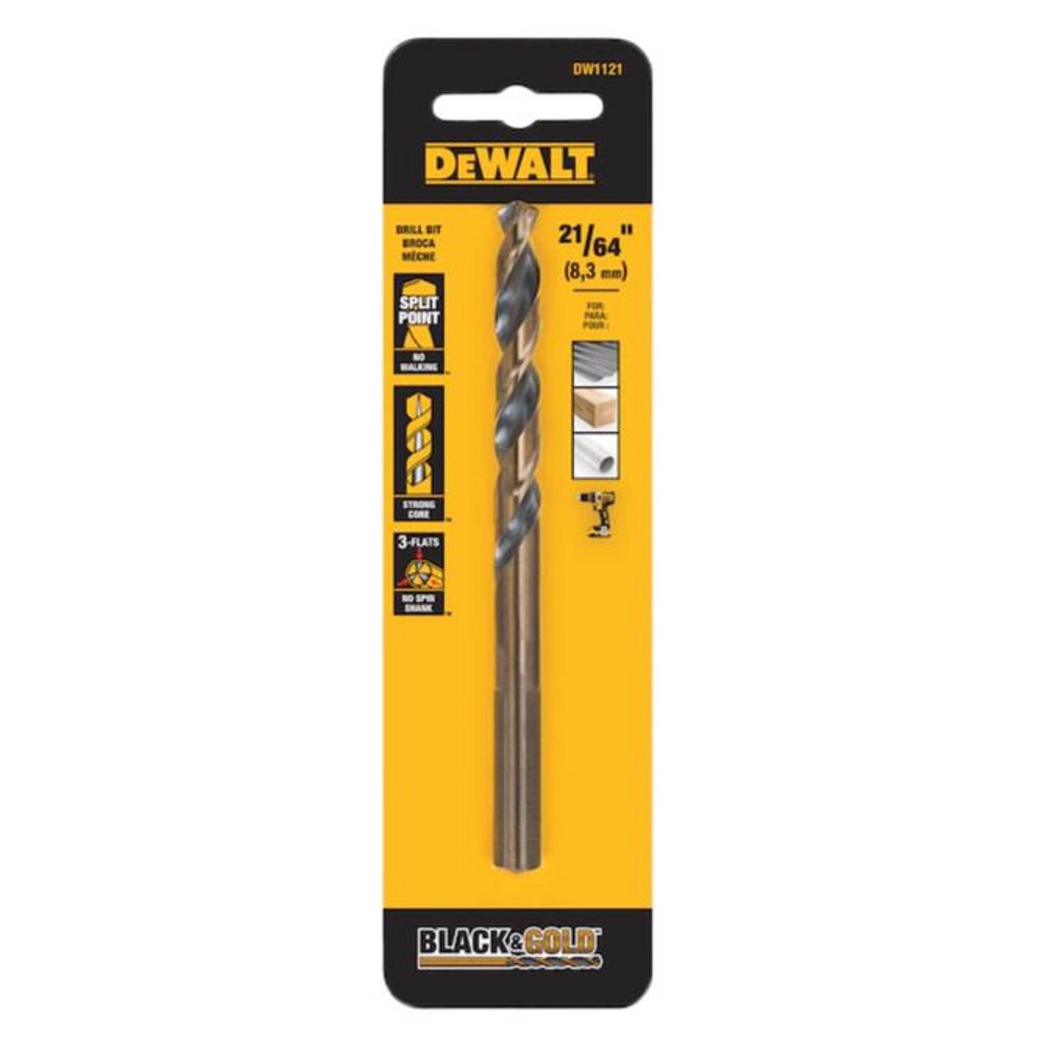 DW Black \u0026 Gold 21/64 in. X 4-11/16 in. L High Speed Steel Drill Bit 1 pk