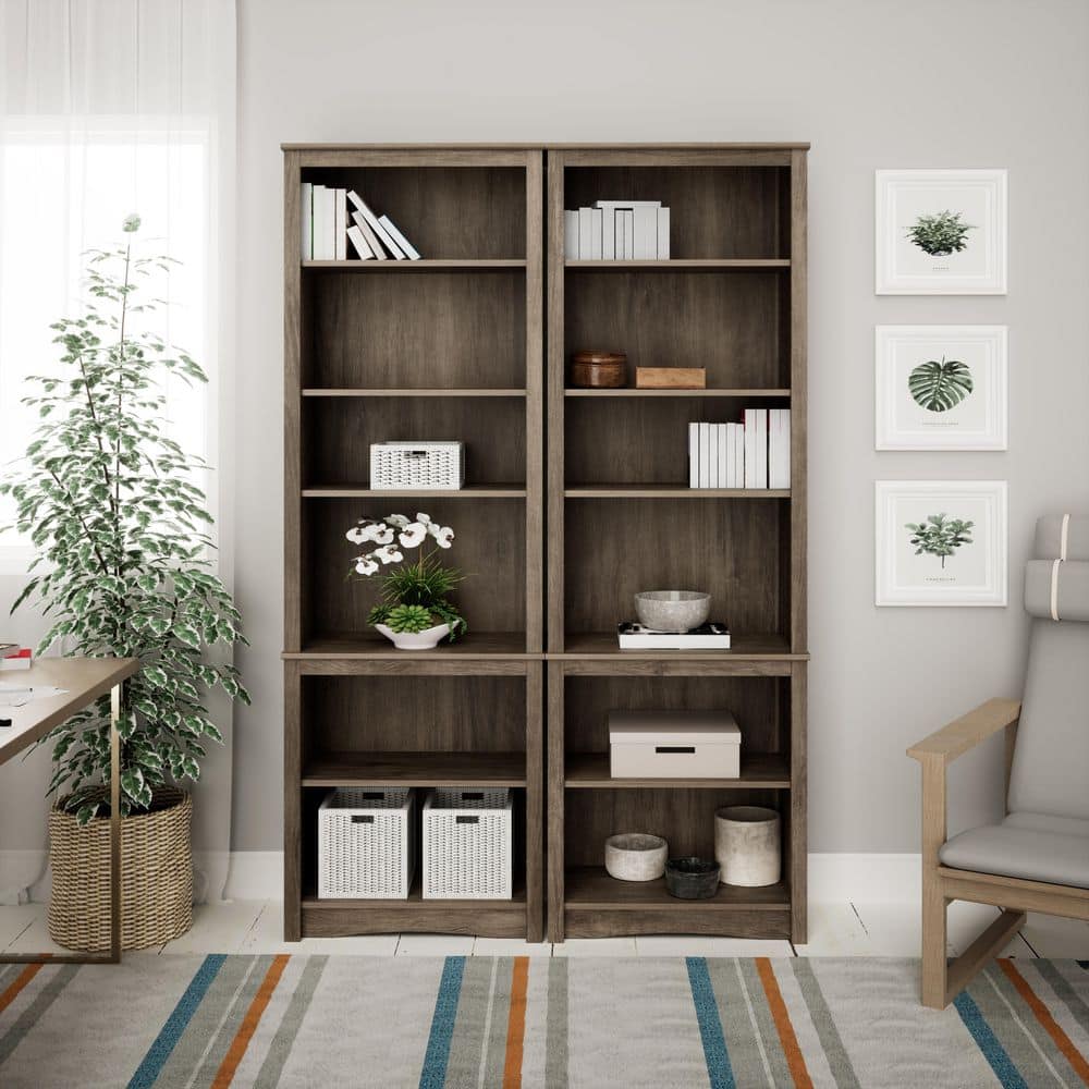 Prepac Home Office 26.25 in. Wide Drifted Gray 6-Shelf Tall Bookcase DSBH-0003-1