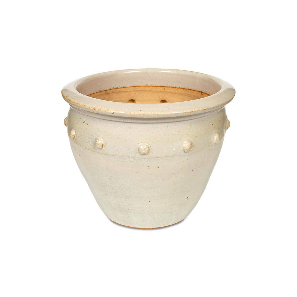 Paddock Home and Garden 11.5 in. Hobnail Matte White Clay Pot 527359