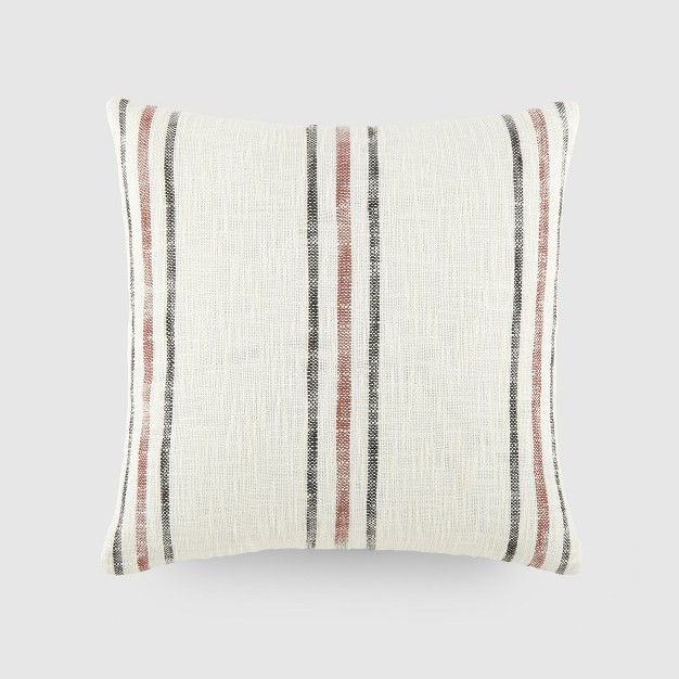 Yarn Dyed Cotton Decor Throw Pillow Cover And Pillow Insert Set In Framed Stripe Pattern Becky Cameron