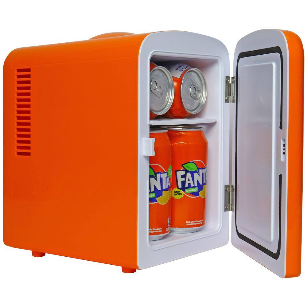 Fanta Coca-Cola Fanta 4L Portable CoolerWarmer Personal Travel Fridge with 12V and AC Cords Orange FA04