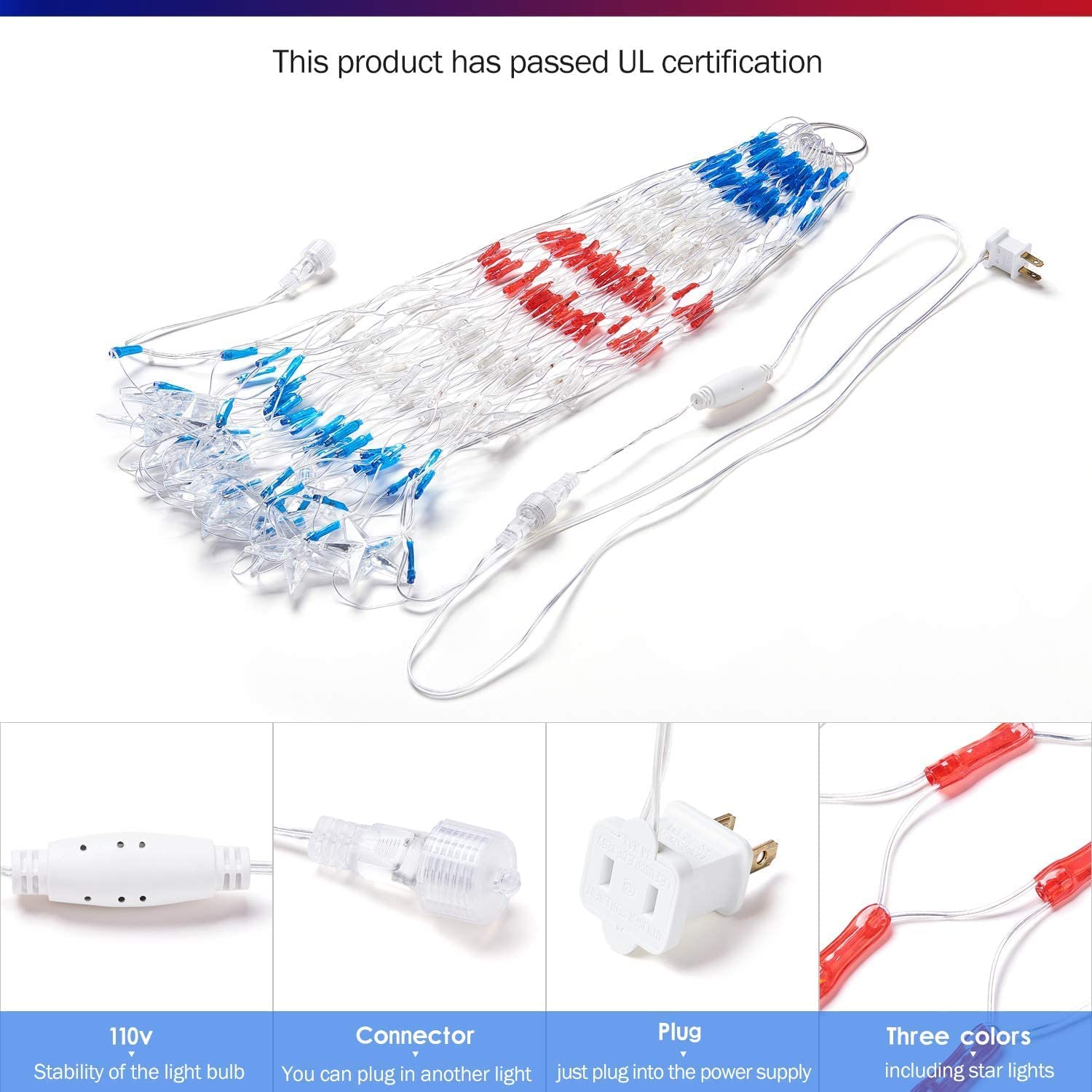 HYH American Flag LED Lights - 47in Patriotic Lights