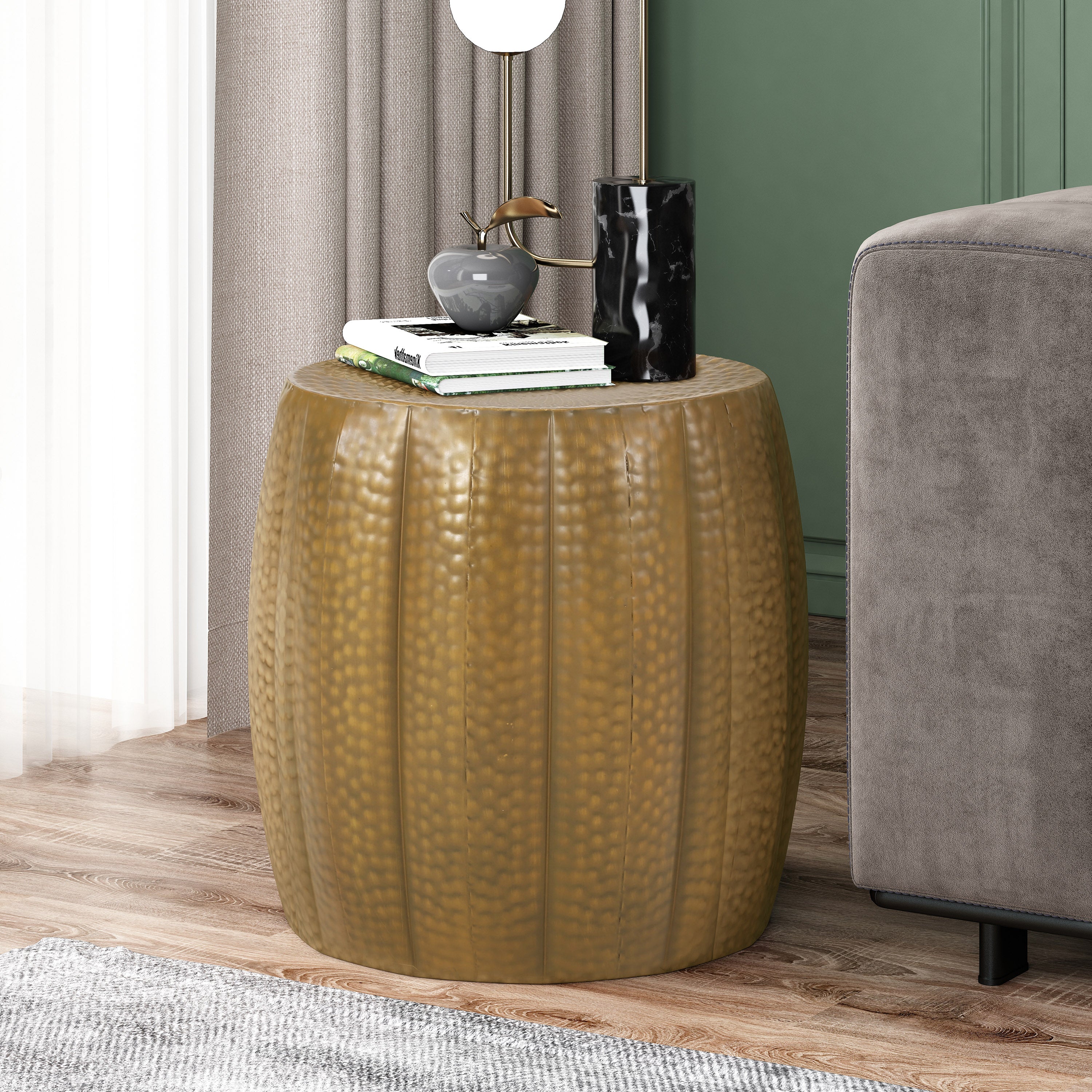 Craigue Modern Iron Mandala Pumpkin Side Table