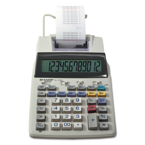 Sharp EL-1750V Two-Color Printing Calculator， Black/Red Print， 2 Lines/Sec