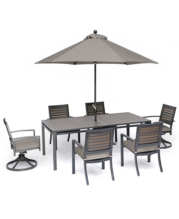 Agio CLOSEOUT! Marlough II Outdoor Aluminum 7-Pc. Dining Set (84 x 42 Dining Table 4 Dining Chairs and 2 Swivel Rockers)