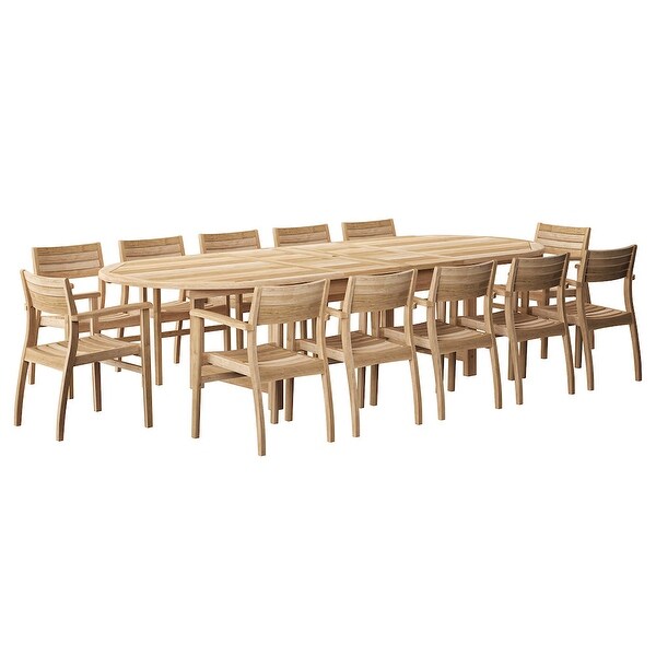 Amazonia Mondavi 13Piece Outdoor Dining Teak DoubleExtendable Oval Patio Furniture