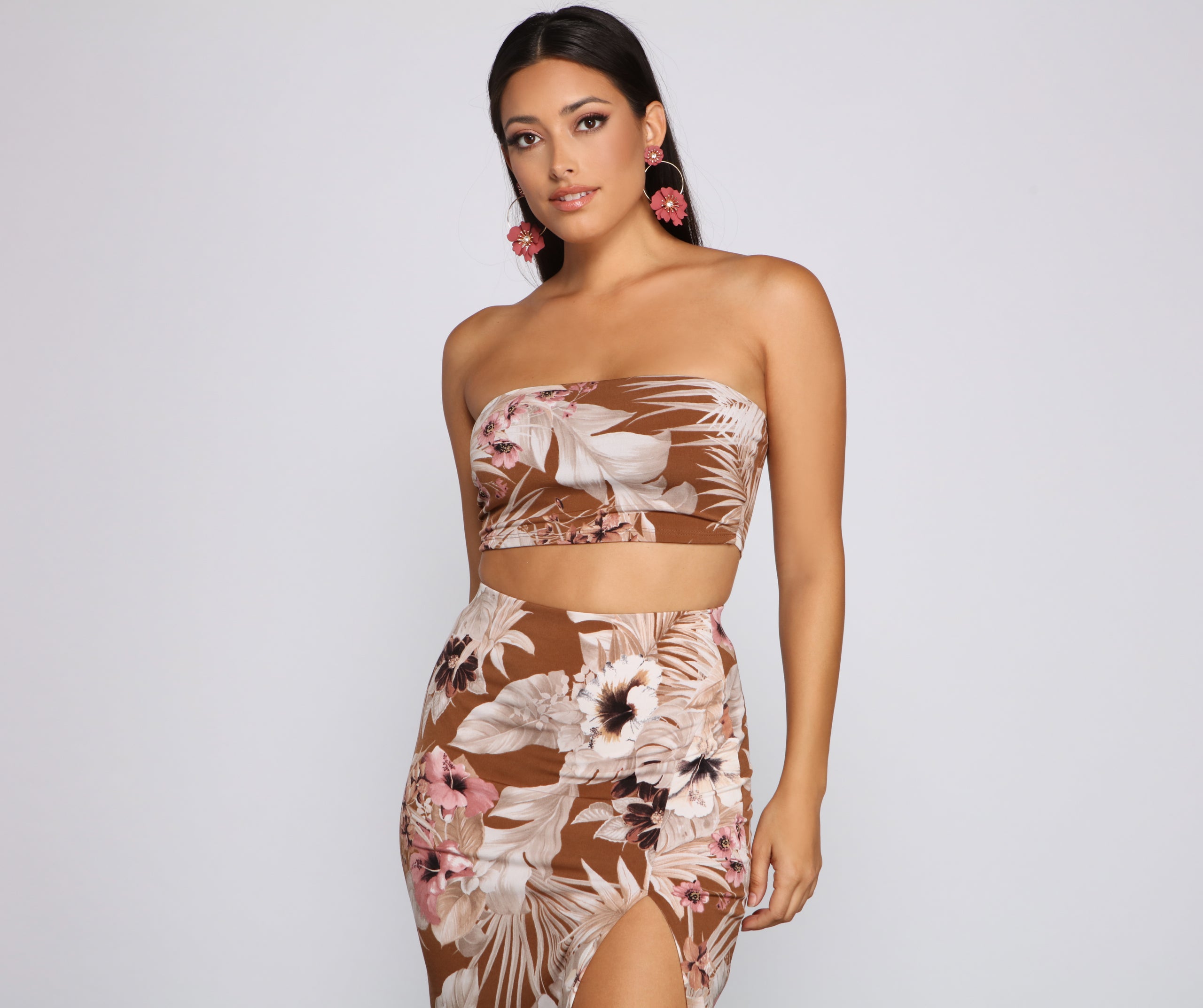 Tropical Palm Leaf Tube Top