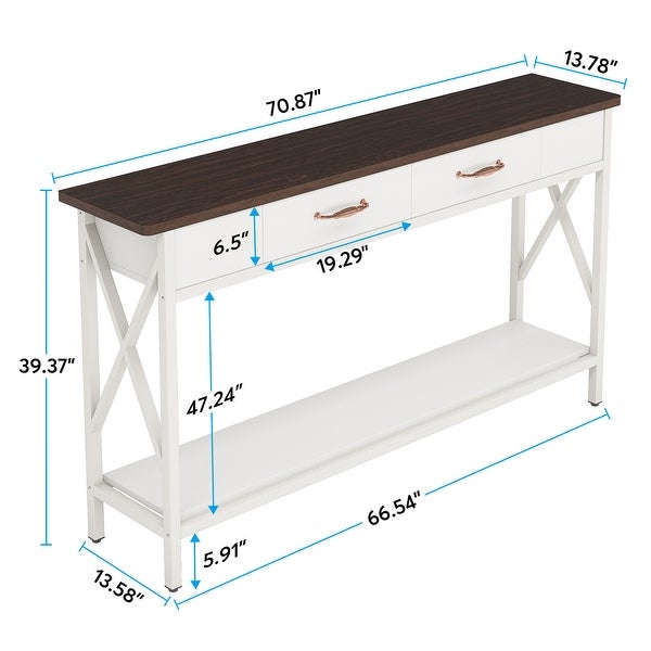 Sofa Table， Narrow Industrial Console Table，Entryway Table with Drawer