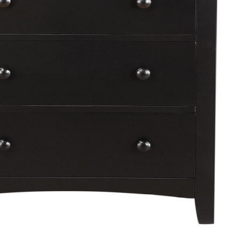 Pine Wood With Varied Size 5 Drawer Chest， Black