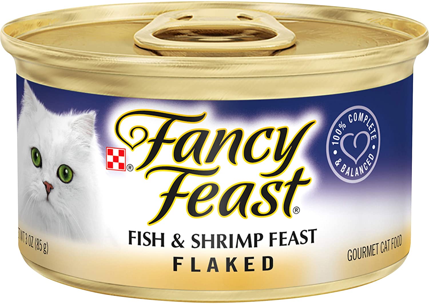 Purina Fancy Feast Wet Cat Food， Flaked Fish and Shrimp Feast - (24) 3 oz. Cans