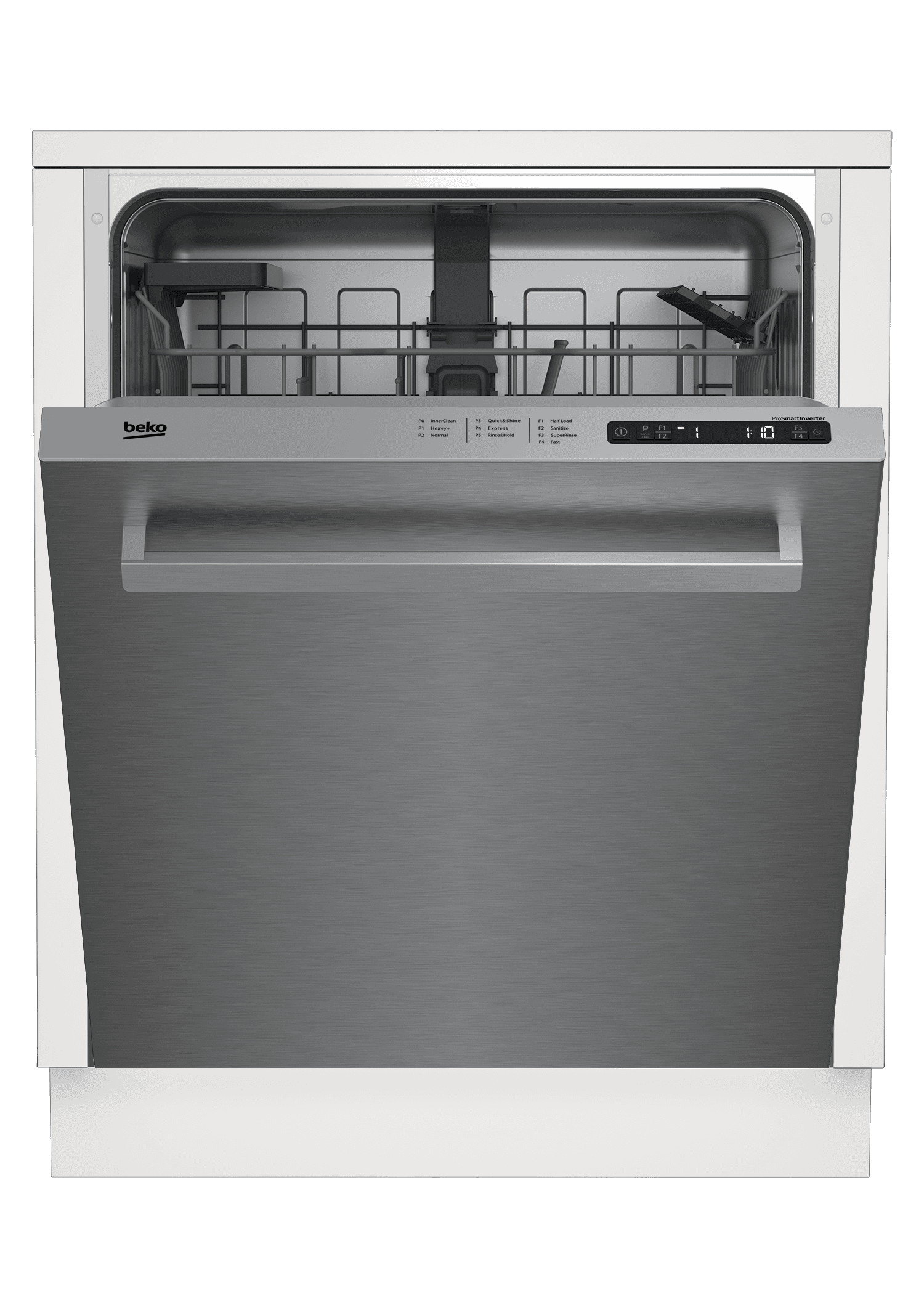 Beko DDN25401X Full Size Stainless Dishwasher, 14 Place Settings, 48 Dba, Top Control