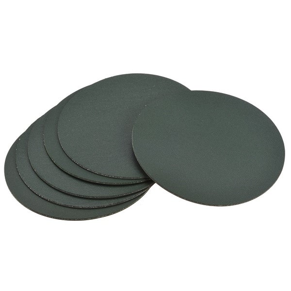 102mmRound Coasters PU Cup Mat Pad for Tableware Dark Green 6pcs - Dark Green