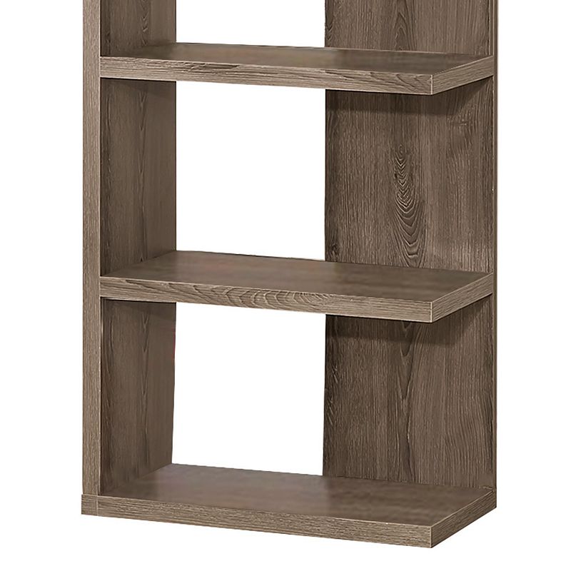 Spacious Semi Backless Wooden Bookcase， Gray