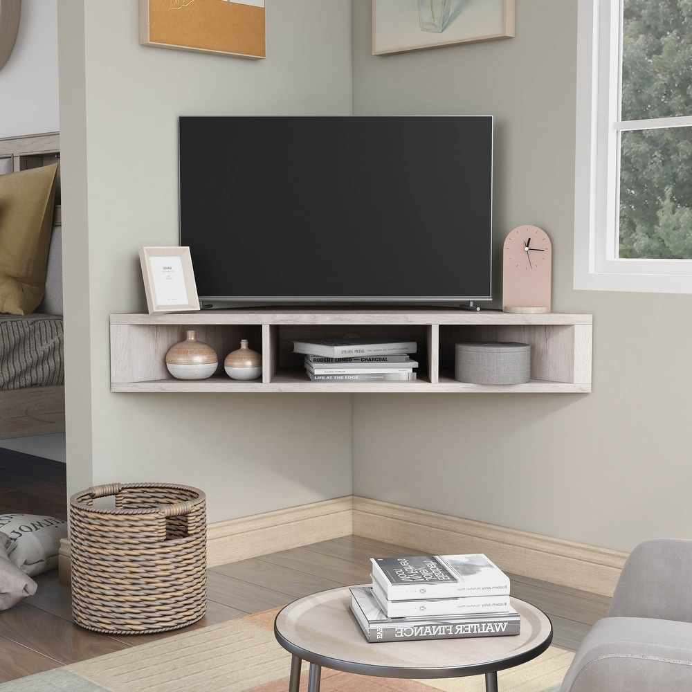 DH BASIC Transitional 46 inch 3 Shelf Corner Floating TV Stand by Denhour