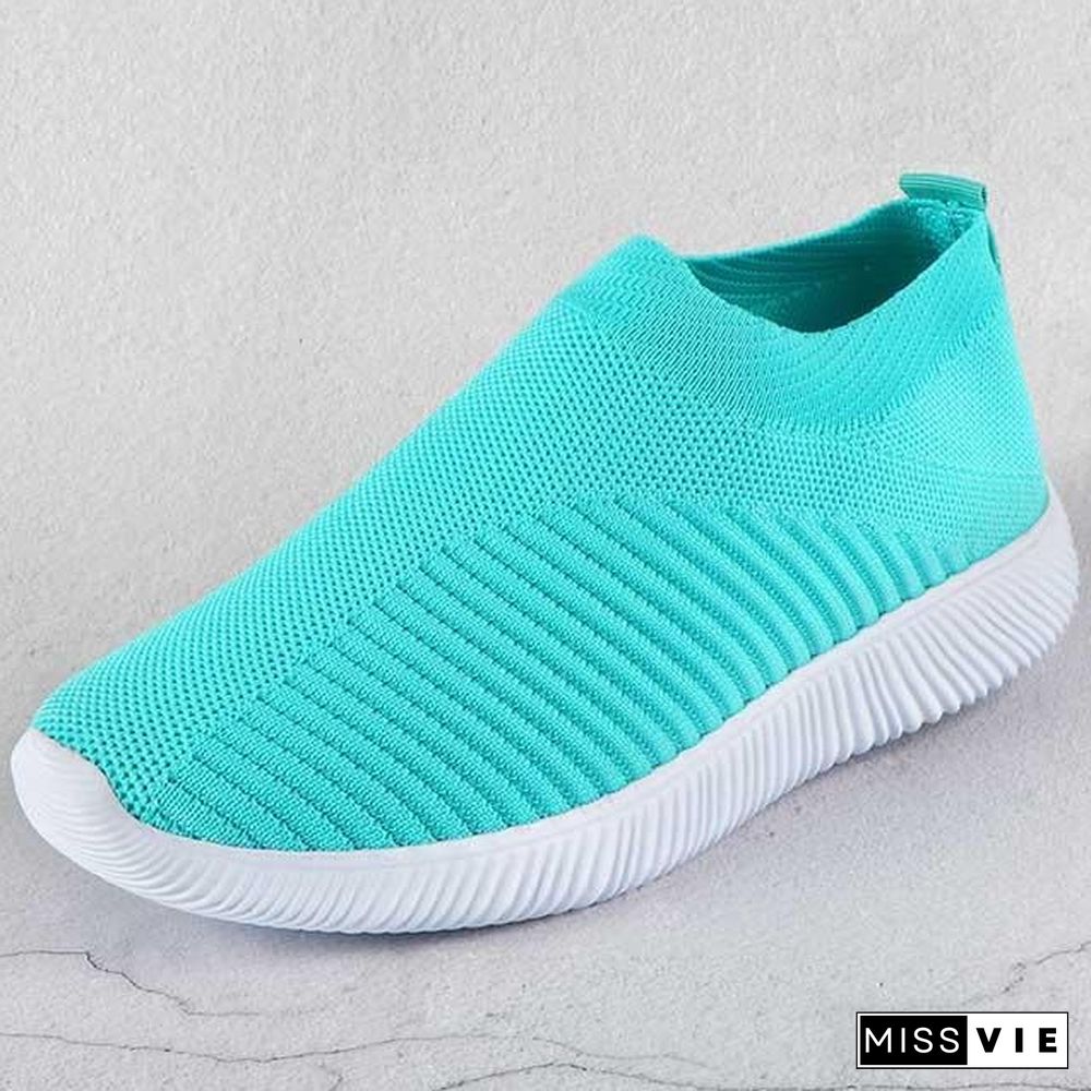 Women Sneakers Female knitted Vulcanized Shoes Casual Slip On Flats Ladies Sock Shoes