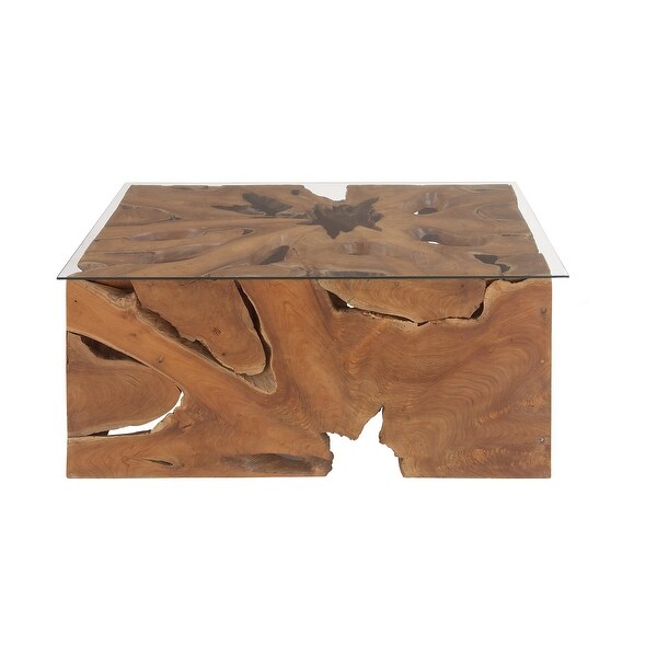 Brown Teak Rustic Coffee Table 18 x 40 x 28 - 40 x 28 x 18