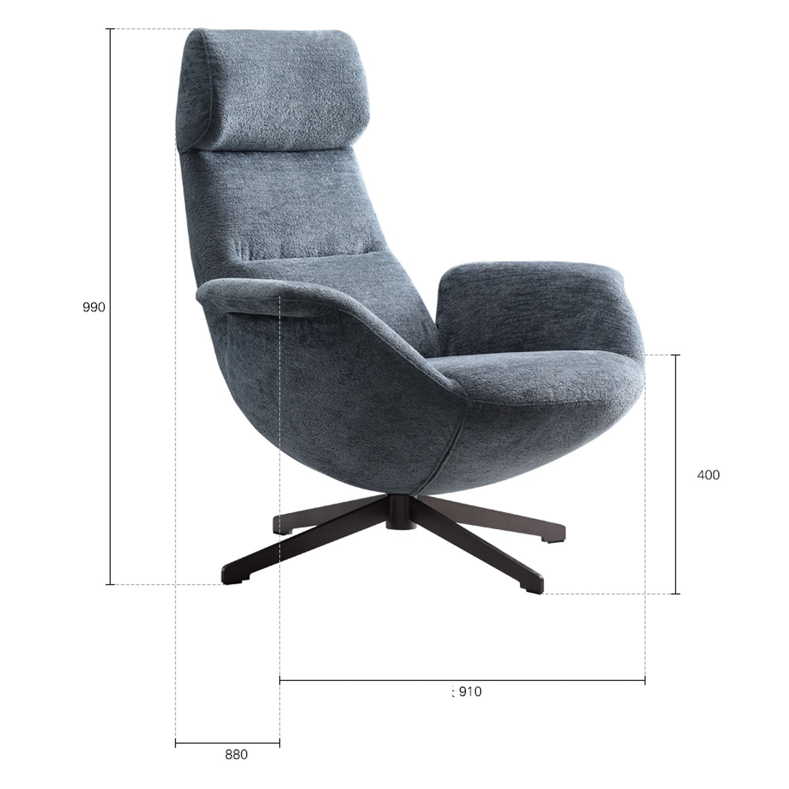 Venezia Swivel Lounge Chair Lc015-Grey