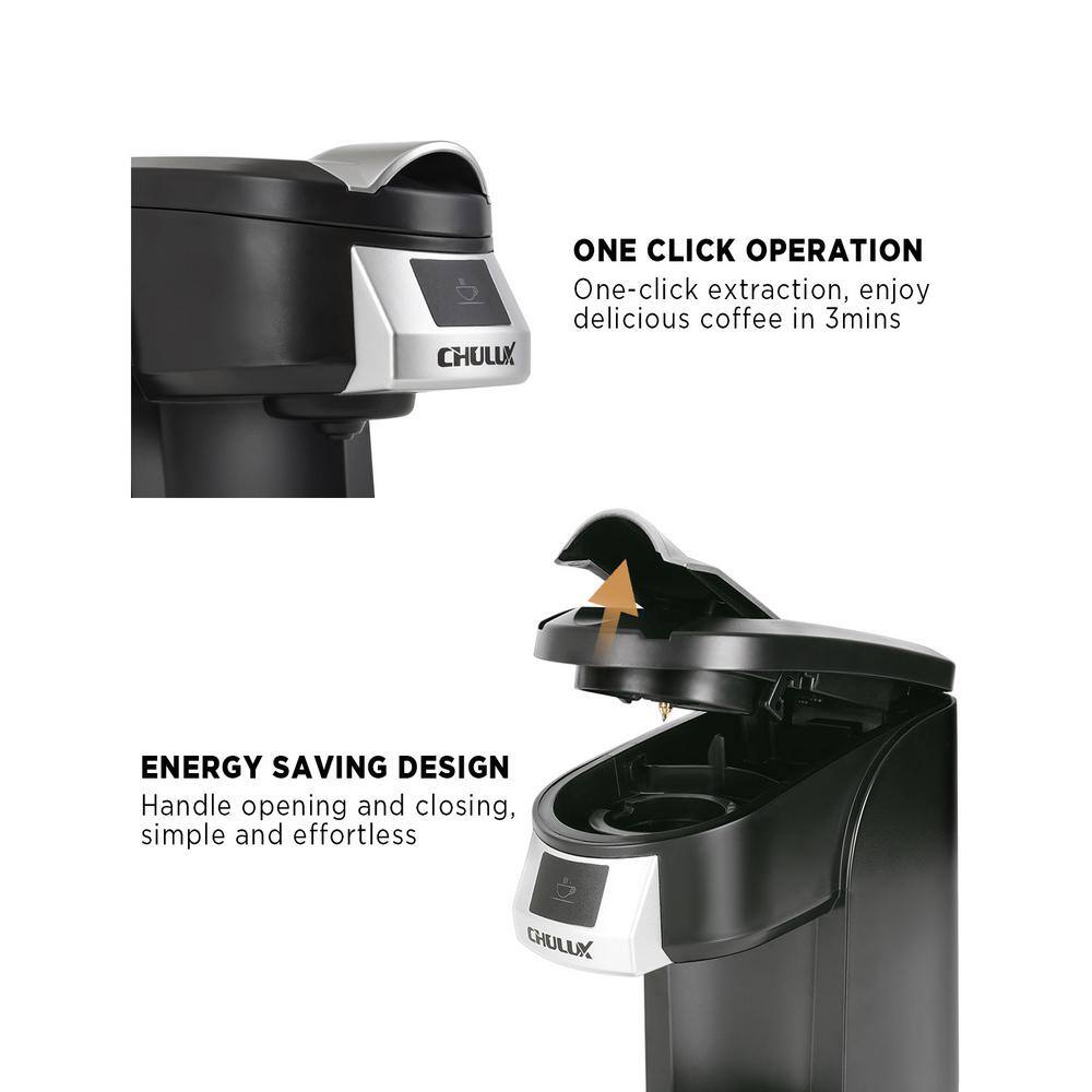 Edendirect Rebin One Cup Matte Black Single Serce Coffee Maker for Capsule K-Cup Pod Reusable Filter with Automatic Shut-Off HJRY23040101